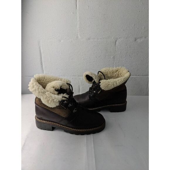 Blondo Outdoor Y2K 90s Genuine Shearling Leather Boots Norfolk Vintage Lace up B - Picture 1 of 14